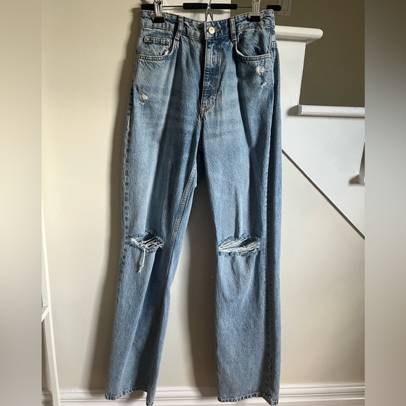 Zara Full Length High Waisted Ripped Jeans - Picture 3 of 4